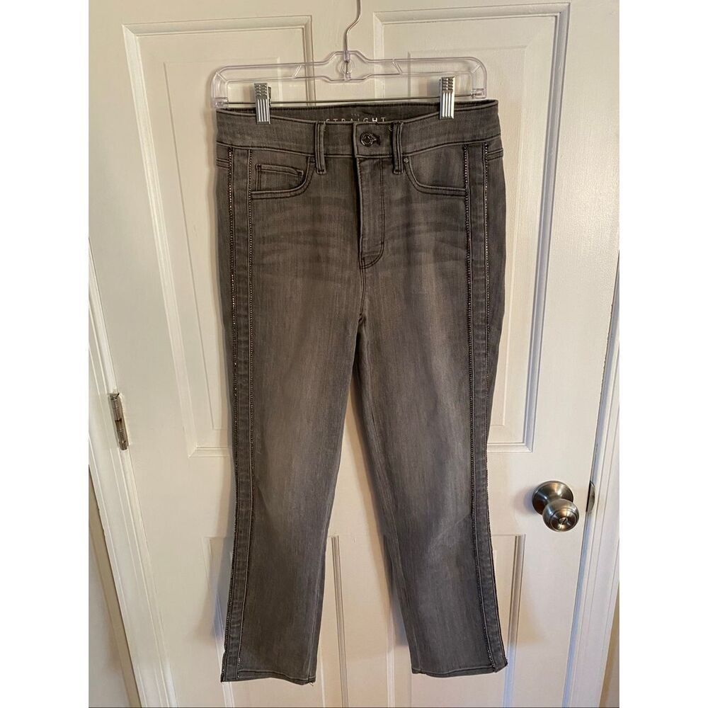 White House Black Market embellished straight leg jeans size 4